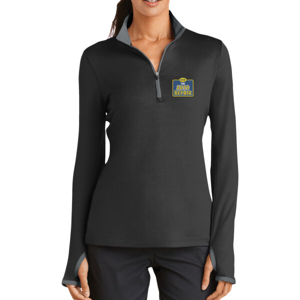The Auto Repair Embroidered - Ladies Dri FIT Stretch 1/2 Zip Cover Up Thumbnail