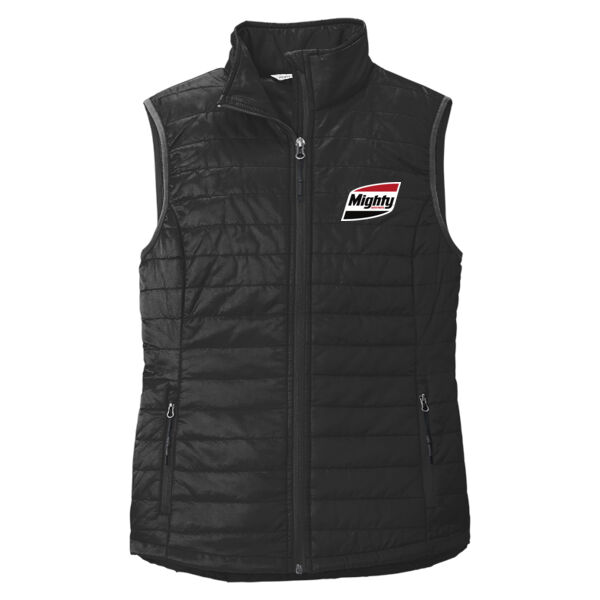 Printed Mighty Auto Parts - Ladies Packable Puffy Vest Thumbnail