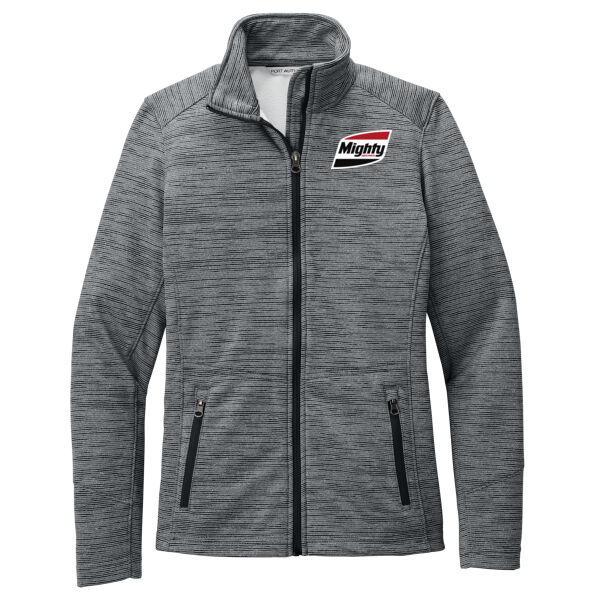 Printed Mighty Auto Parts - Ladies Digi Stripe Fleece Jacket Thumbnail